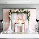 Aperturee - Aperturee Forever Begins Here Pink Floral Arch Wedding Backdrop